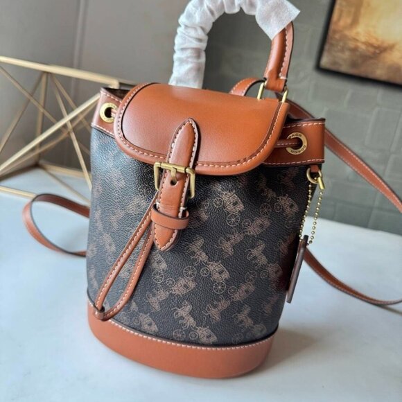 Coach Mini Backpack CAM31 Carriage pattern Saddle Brown from japan free shipping - Picture 3 of 5